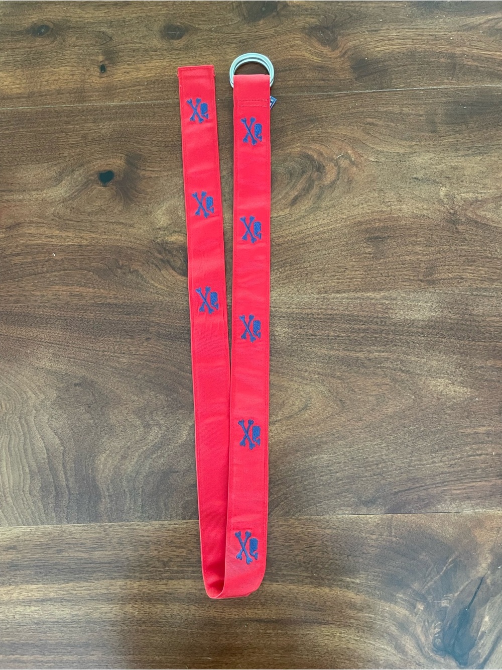 Vineyard Vines Red Belt with Blue Whale & Bones Embroidery